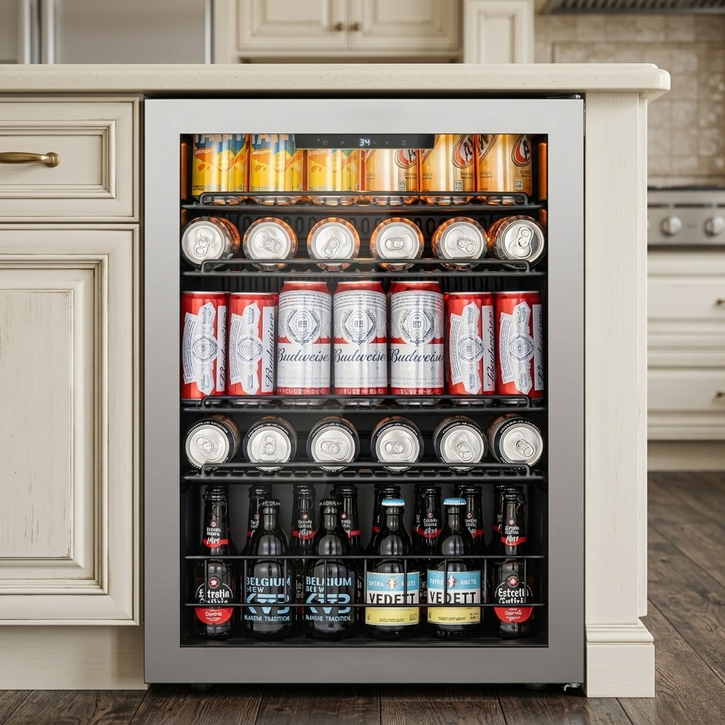 Ca'Lefort 21.7 in. W Single Zone 155-Cans Beverage Cooler Freestanding Refrigerator Glass Door.