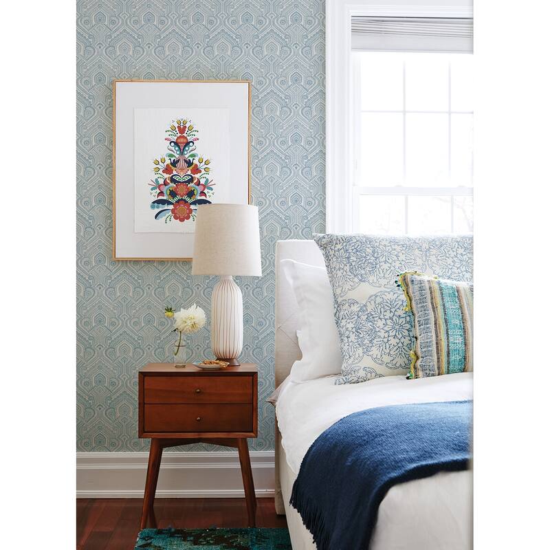 A-Street Prints Fernback Blue Ornate Botanical Wallpaper