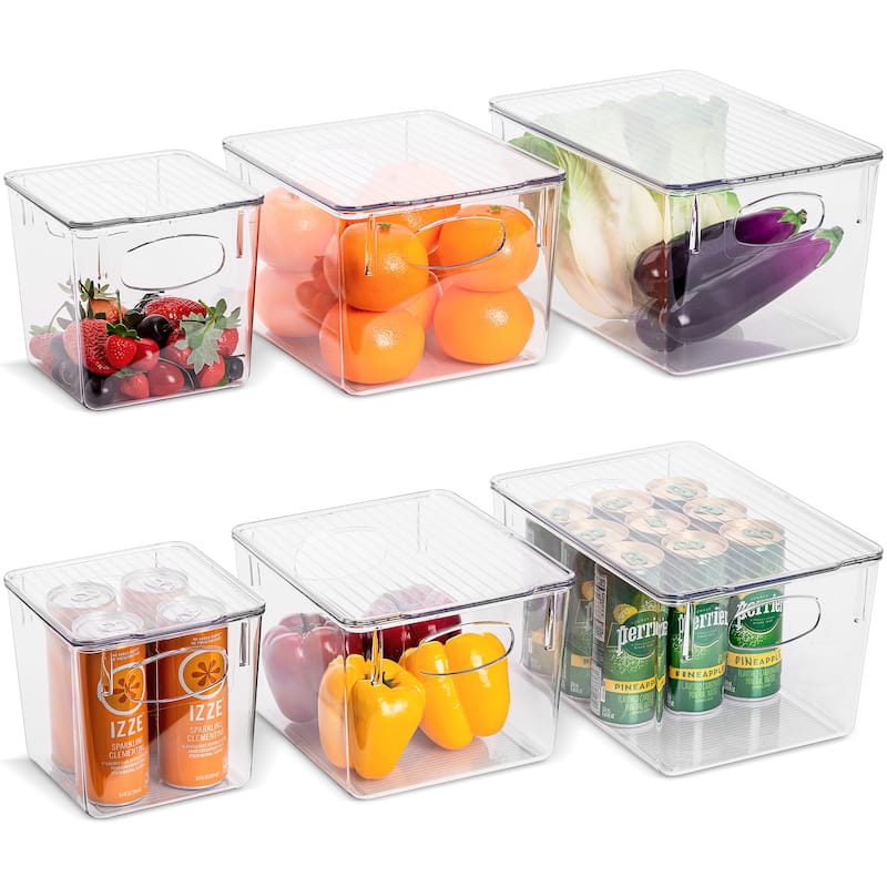 Sorbus Organizer Bins with Lids, Kitchen Pantry Organization Storage Acrylic Bins - 6-Pack