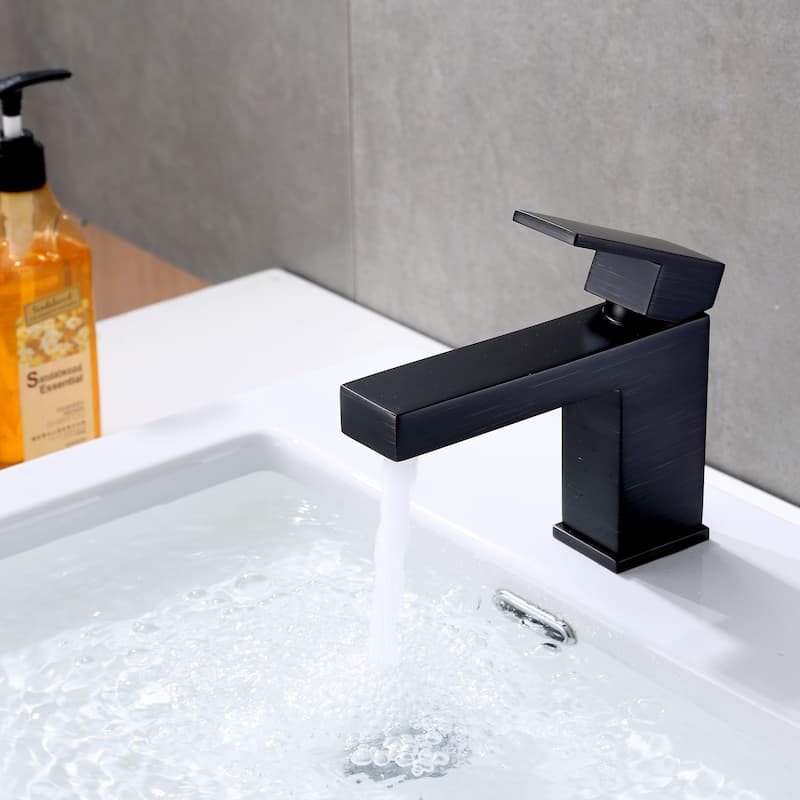 Luxier BSH05-S Single Handle Single Hole Bathroom Faucet with Drain