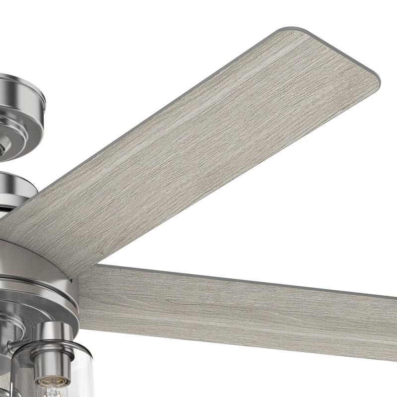 Hunter 52" Anderson Brushed Nickel Ceiling Fan with LED Light Kit and Handheld Remote - Farmhouse, Transitional, Modern