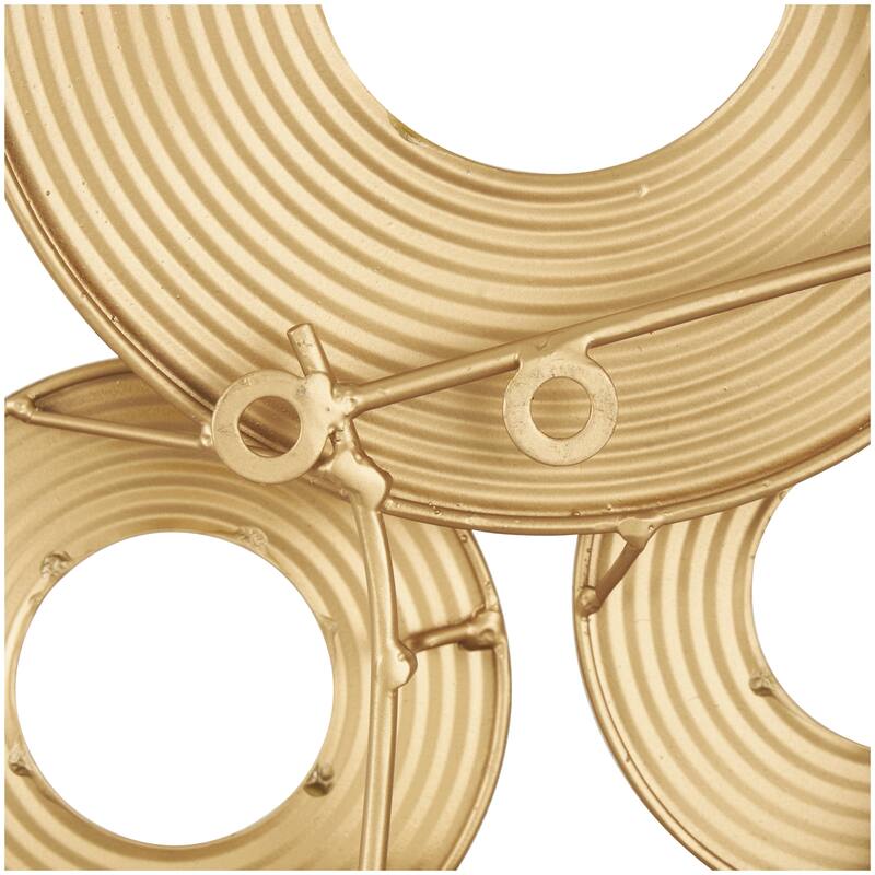 Gold Metal Stacked Circle Ring Geometric Home Wall Decor with Groove Texture