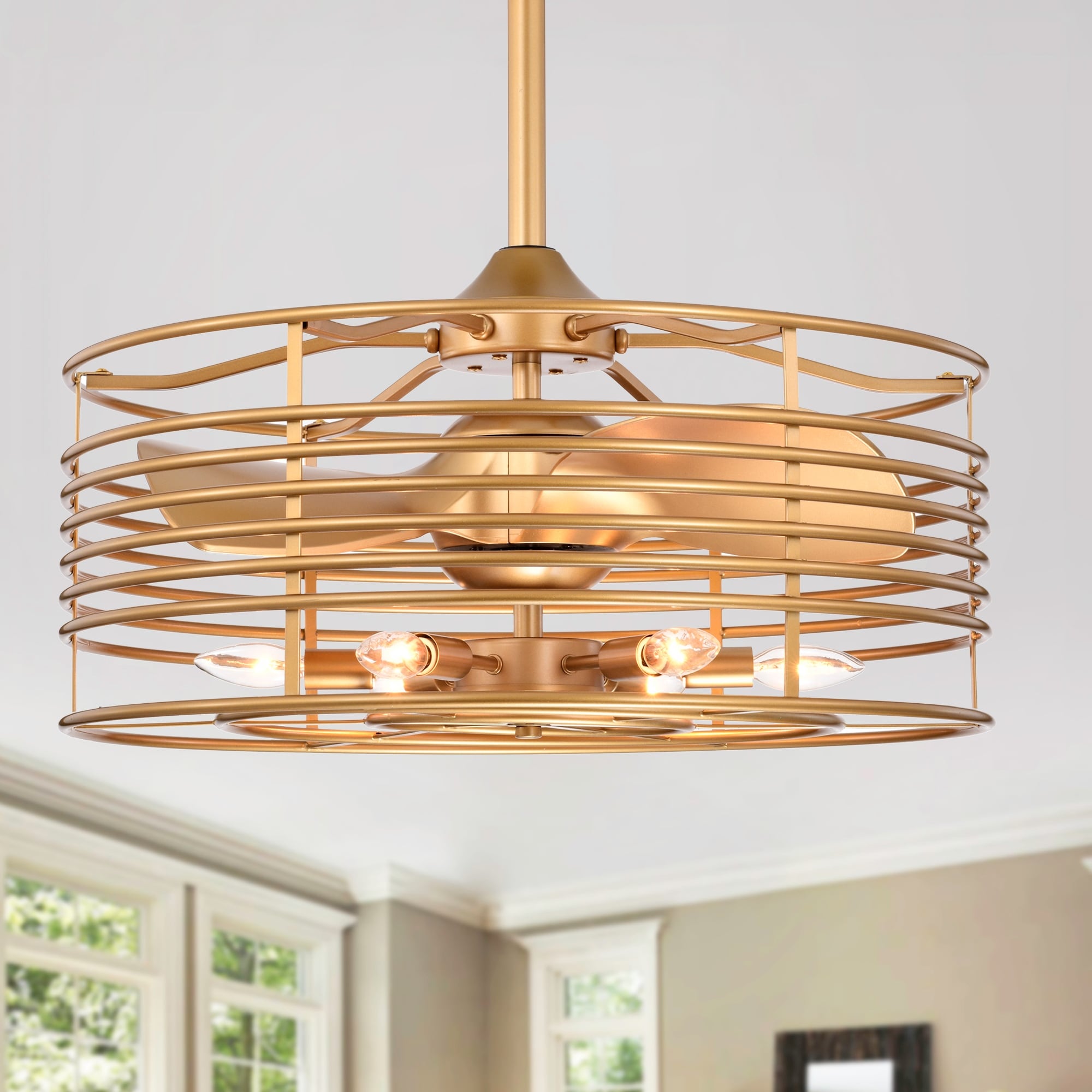 Warehouse of Tiffany Antler 23 Inch Gold Ceiling Fan Fanderlier 6 Light with Remote