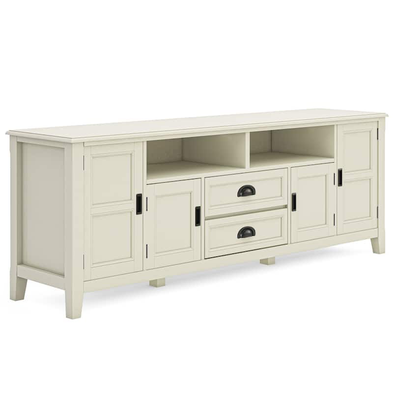 WYNDENHALL Portland SOLID WOOD 72" Wide Transitional TV Media Stand For TVs upto 80 inches - 17.5" D x 72" W x 26" H