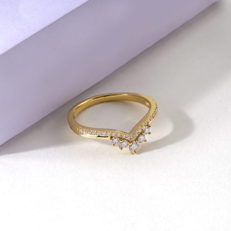 1/3ct TDW Diamond Contour Wedding Band in 10K Gold for Women