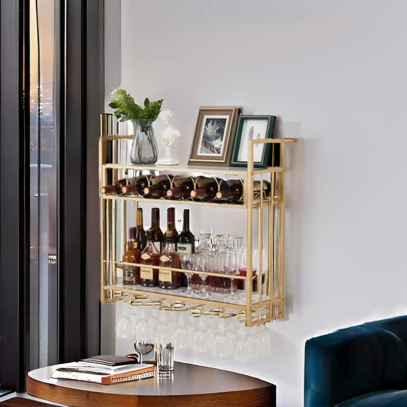 Wall Mounted Wine Rack - 32.76"D x 9.84"W x 21.65"H