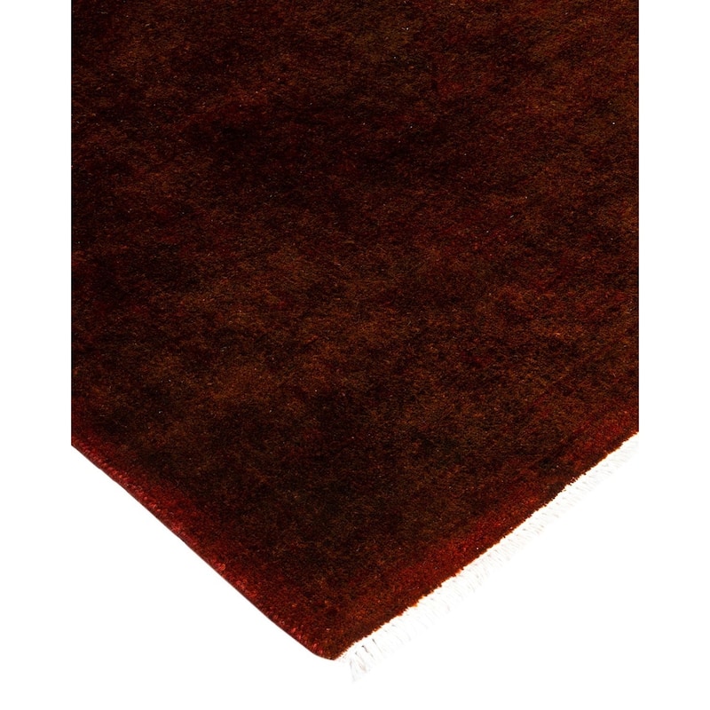 Overton Hand Knotted Wool Vintage Inspired Modern Contemporary Overdyed Brown Area Rug - 3' 2" x 5' 8"