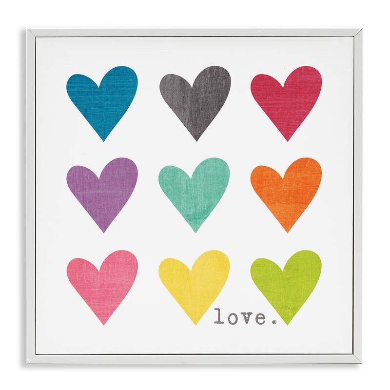 Stupell Watercolor Cute Hearts Love Framed Giclee Texturized Art, 12 x 1.5 x 12, Made in USA - Multi-color