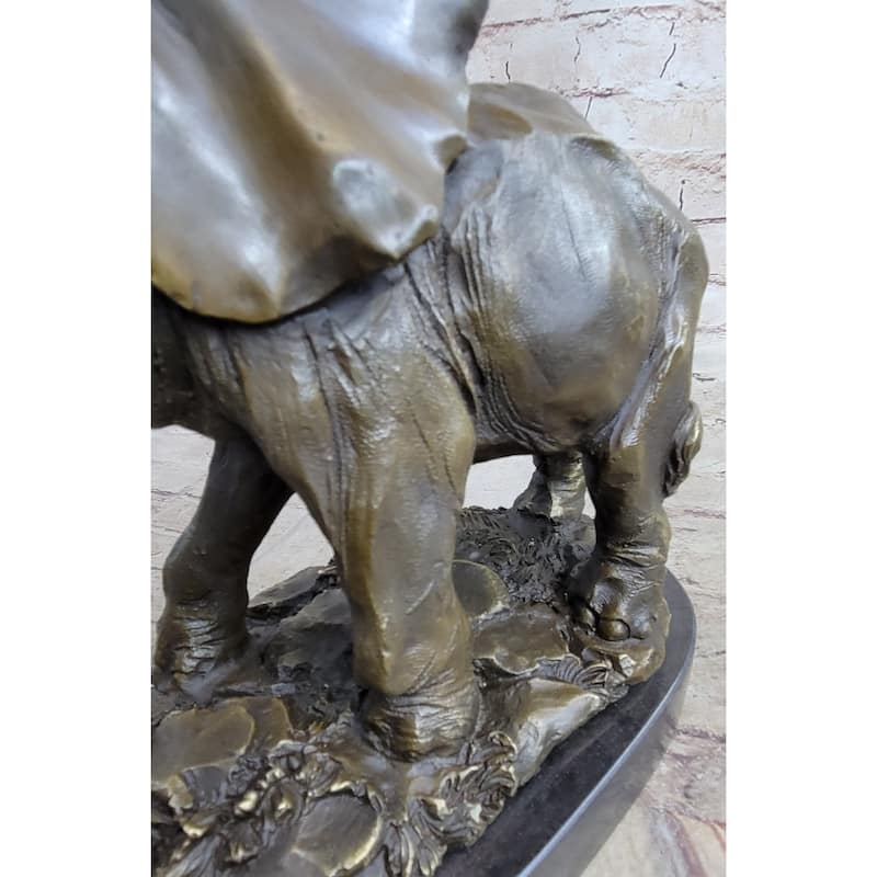 Bronze Metal Elephant Statue Sculpture Figure Figurine 12 Inches X 14 Inches