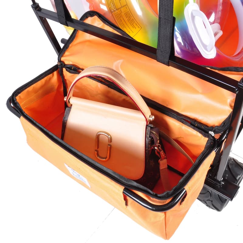 Outdoor Steel Folding Large Capacity Garden Cart Patio Wagon with Lid