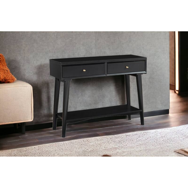 Solid Wood Console Table with Drawers and Floor Shelf - 42” L x 14” W x 33” H