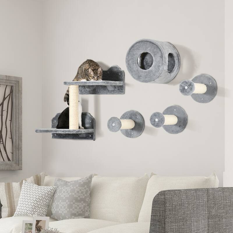 5PCs Pet Wall-mounted Climbing Shelf Set