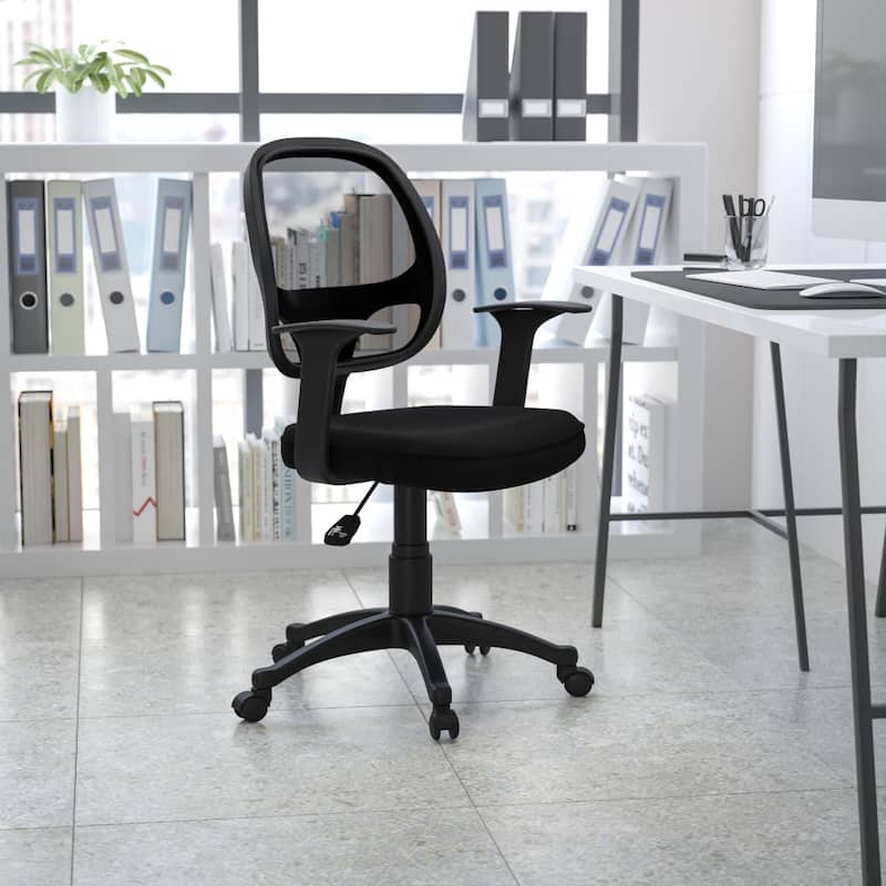 Mid-Back Mesh Swivel Task Office Chair with T-Arms - Office Furniture - 21"D x 24"W x 34.25" - 39"H