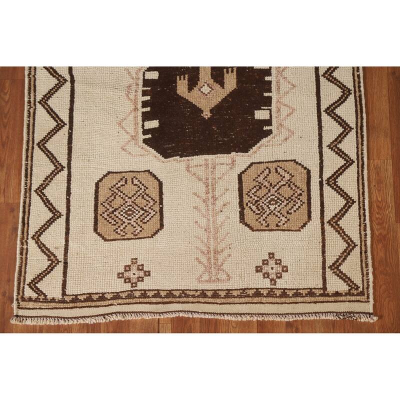 Anatolian Oriental Runner Rug Natural Dye Handmade Wool Carpet - 3'5"x 10'9"