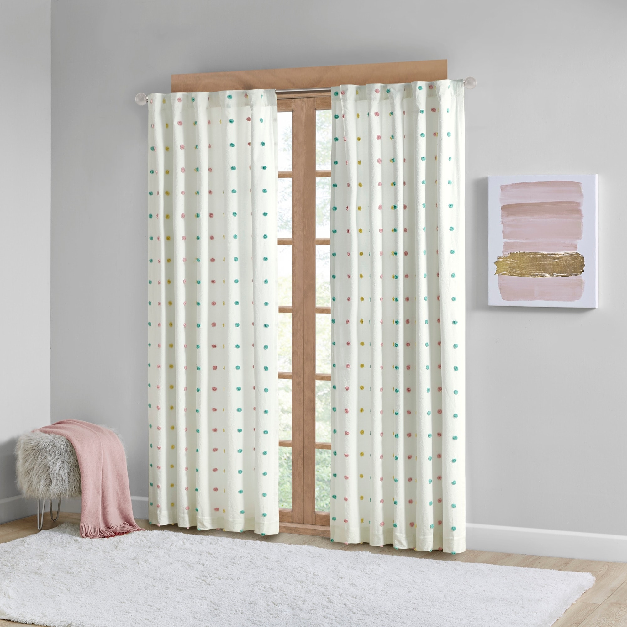 dkny pink pom pom curtains