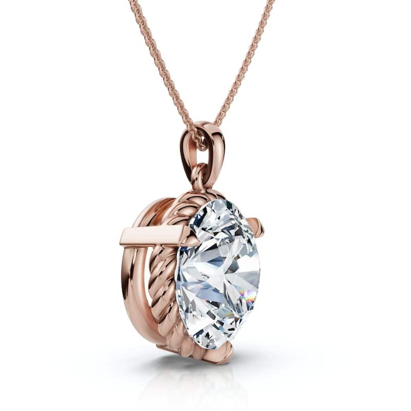 Bliss Diamond 1Ct Solitaire Braided Diamond Pendant Gold 18" Necklace Lab Grown EF/VS - Rose