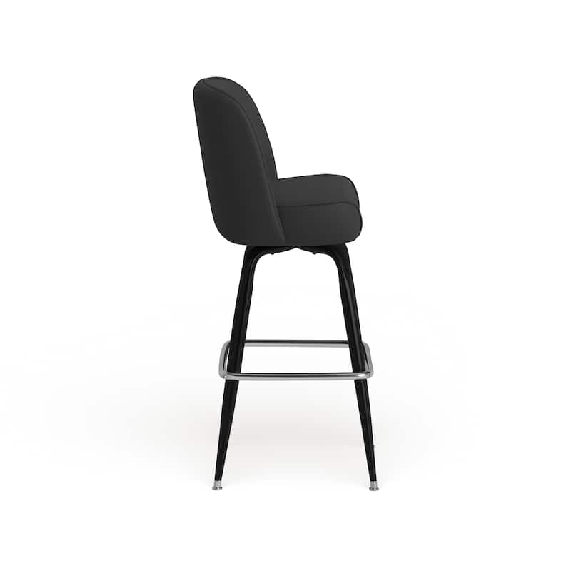 Metal Barstool with Swivel Vinyl Upholstered Bucket Seat and Footrest - 18.5"D x 18.5"W x 42.5"H