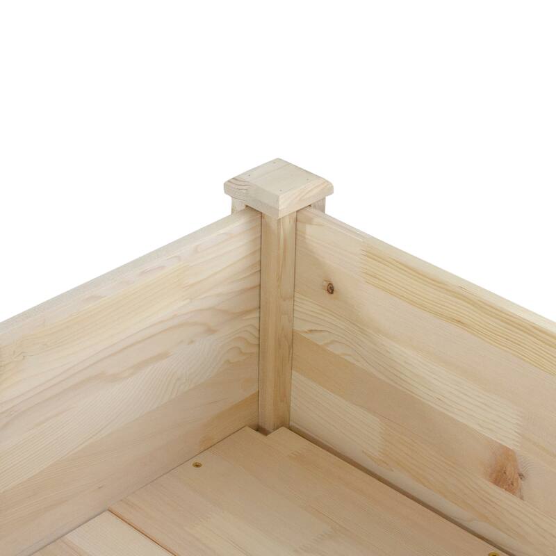 4ft Natural Wood Raised Garden Bed Planter Box with Liner - 4'