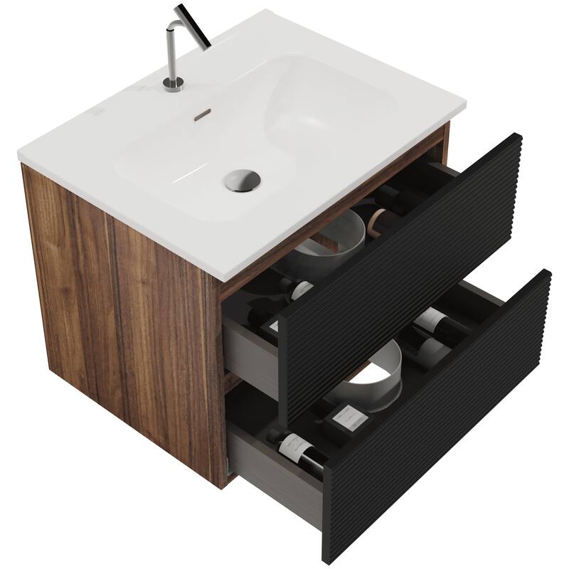 35" Modern Bathroom Vanity with Silent Soft-Closing Drawers, Eco-Friendly Natural Oak Finish