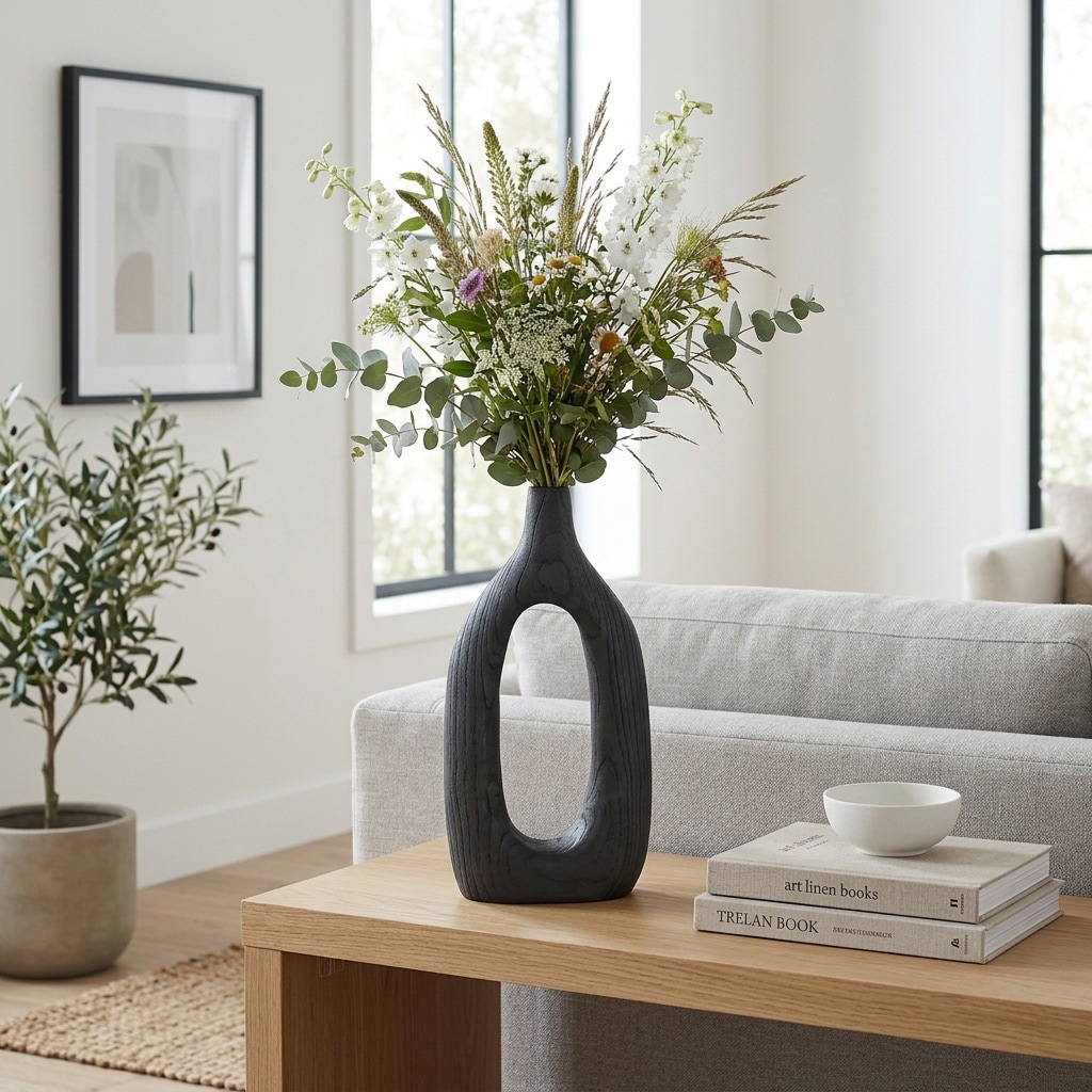 Wood Decorative Vase Modern Cut-out Design