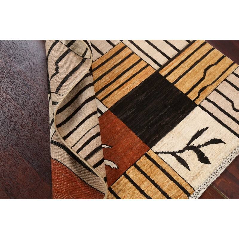 Gabbeh Kashkoli Contemporary Area Rug Wool Hand-knotted Foyer Carpet - 4'1" x 6'2"