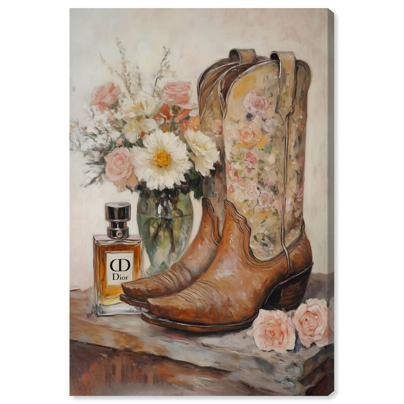 Delicate Floral Boots Canvas by Art Remedy, Gallery Wrapped - 36" x 54"