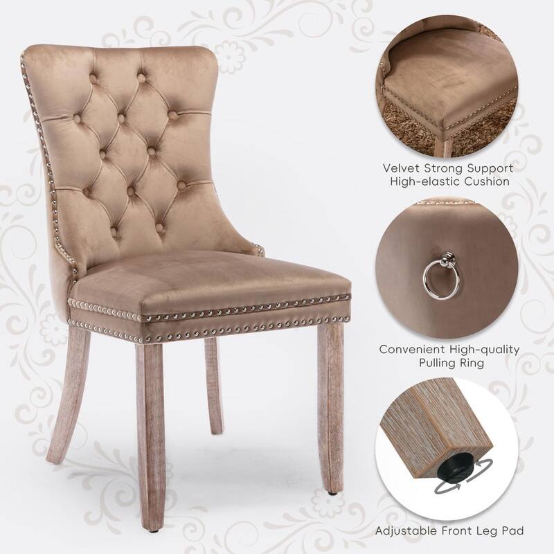 Tufted Naliheads Solid Wood Upholstered Dining Chairs (Set of 2)