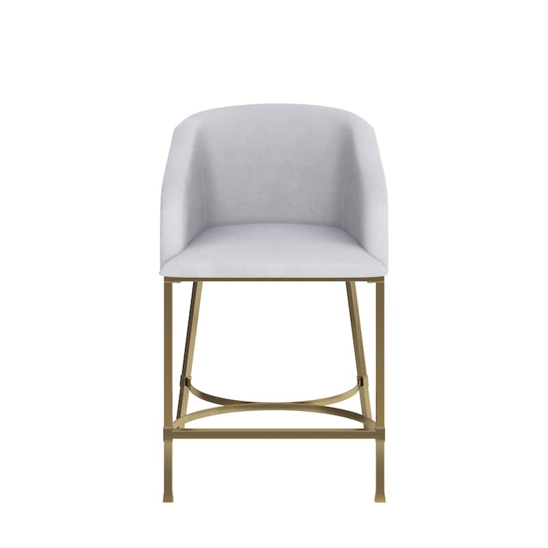 Hampton Modern Bar Stool, Faux Leather and Gold Finish Metal Frame