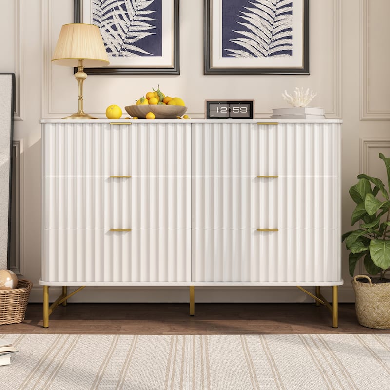 Clihome Modern MDF 6 - Drawer Accent Chest - White