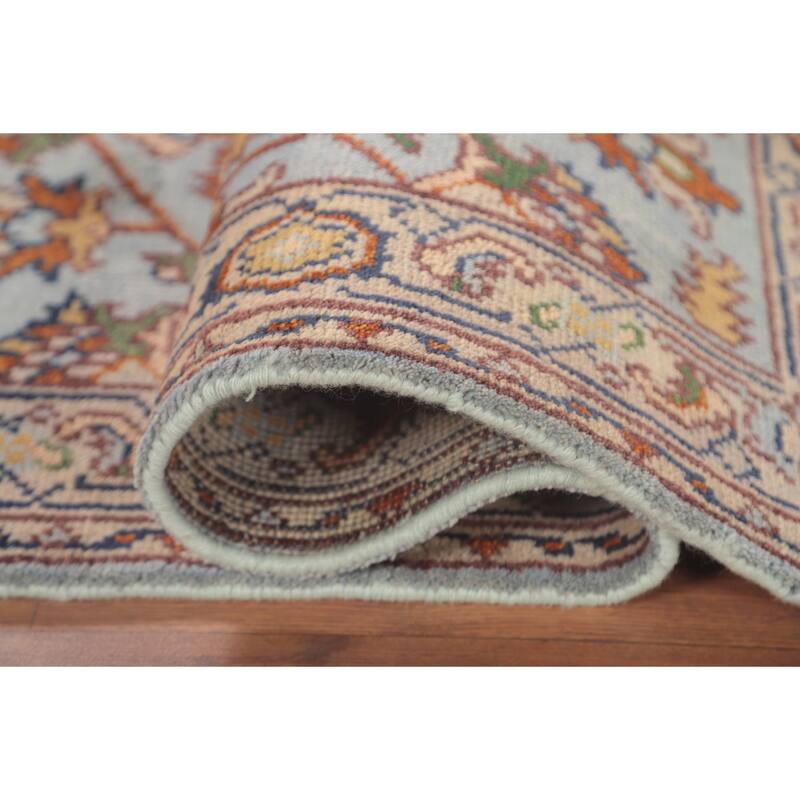 Light Blue Heriz-Serapi Accent Rug Hand-Knotted Floral Wool Carpet - 2'11"x 5'1"