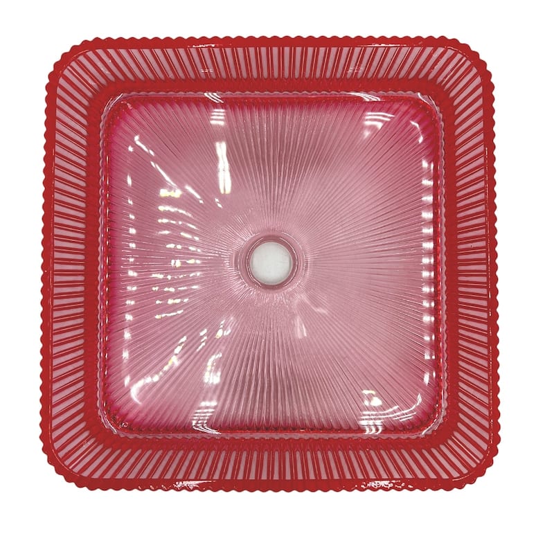Plaza 15" Square Decorative Crystal Vessel Sinks With White Base