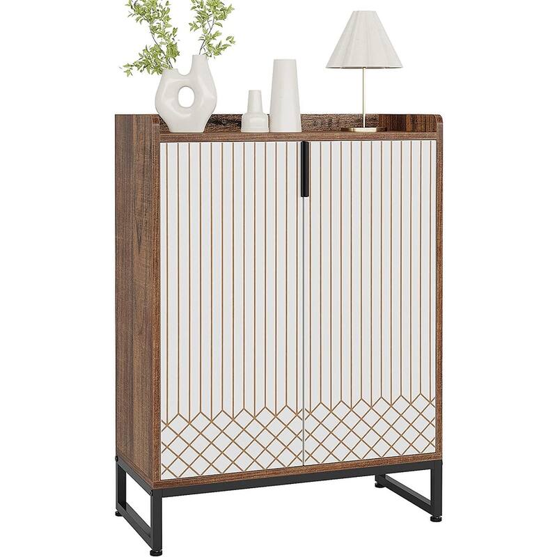 Sturdy 5-Tier Wood Shoe Cabinet with Doors for Entryway Hallway
