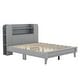 preview thumbnail 5 of 7, Twin/Full Size Platform Bed with Storage Headboard, White/Gray Finish, Durable Particle Board Construction, for teenagers.