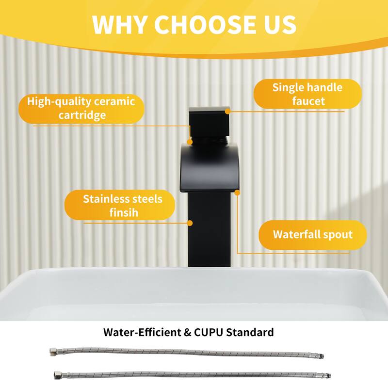 Single Handle Single Hole Tall Vessel sink Faucet with Deckplate Included