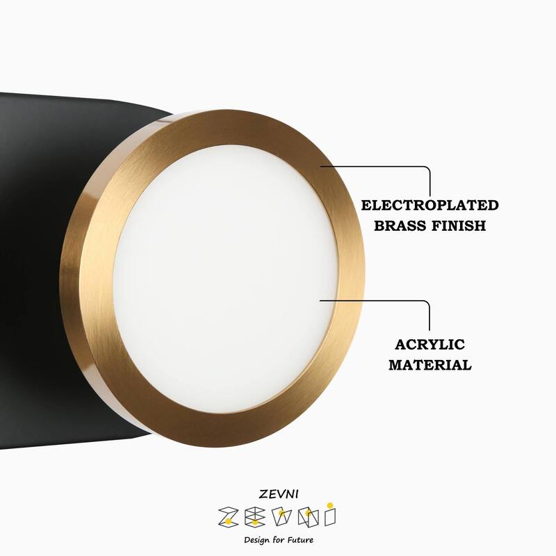 Modern 2-Light Black Gold LED Wall Sconces Bathroom Vanity Lights with Adjustable Shades - 11.8" L x 3.3" W x 4.3" H