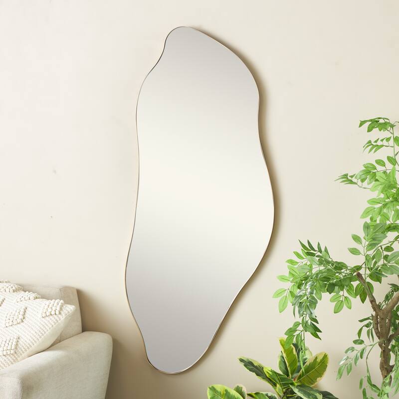 Metal Abstract Wavy Wall Mirror - Gold - Roche River Decor