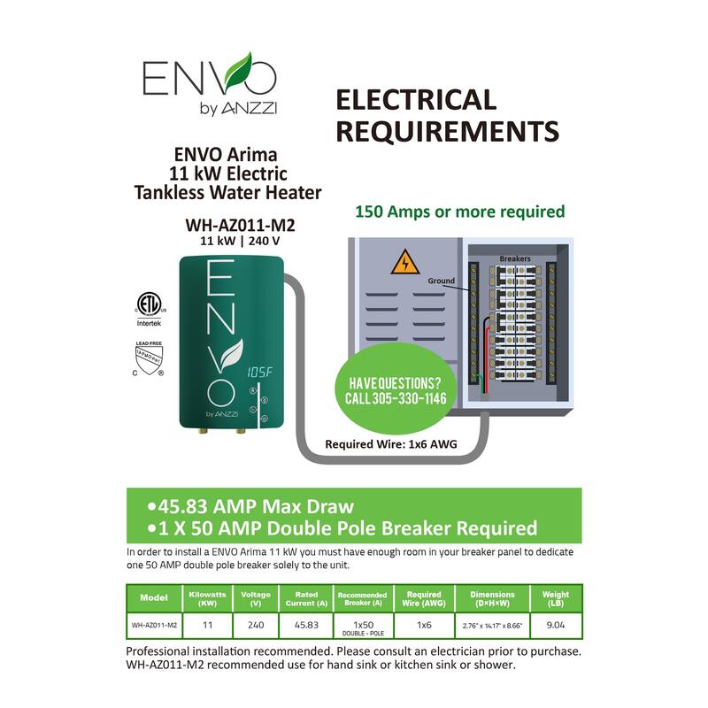 ENVO Arima Two-Pack 11 kW Tankless Electric Water Heater