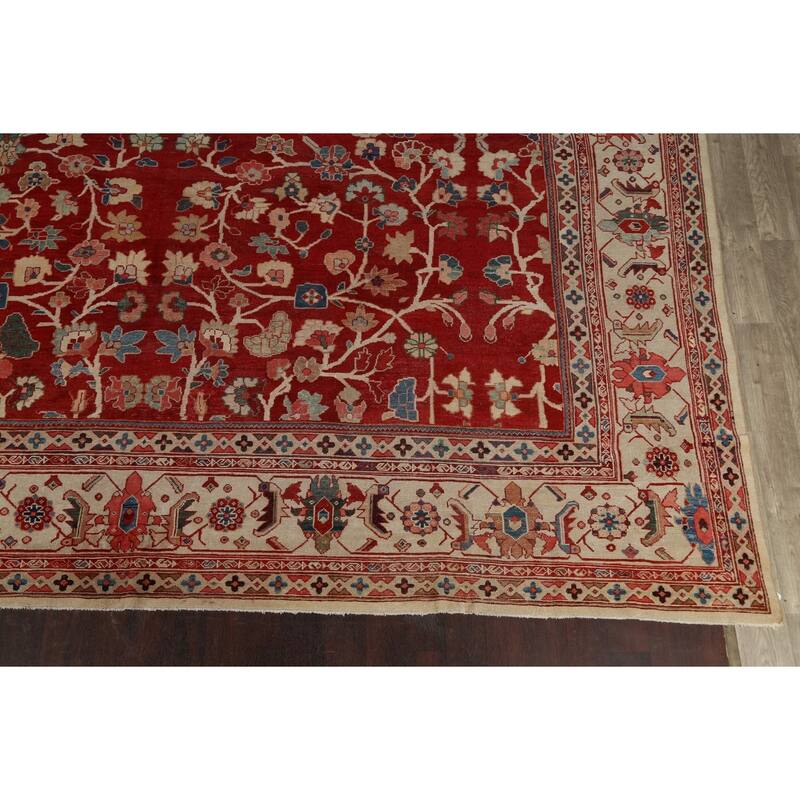 Pre-1900 Vegetable Dye Sultanabad Ziegler Persian Area Rug Handmade - 13'6" x 23'6"