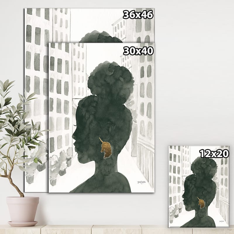 Designart "Glam Pink Ladies II" Fashion Canvas Art - Black