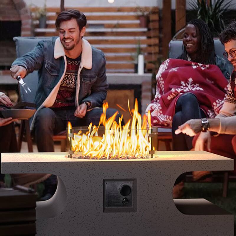 COSIEST Outdoor 42-inch Rectangular Propane Fire Pit Table