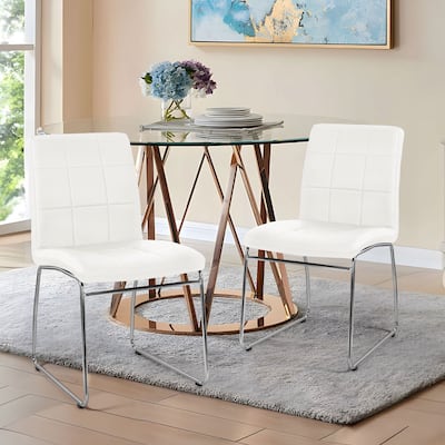 Faux Leather Upholstered Dining Side Chairs, Set of 2 - 32.7"H x 18.1"W x 20.3"D