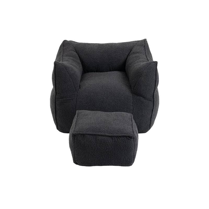 GDFStudio - COOLMORE Boucle Bean Bag Chair with Memory Foam Filling for Ultimate Comfort
