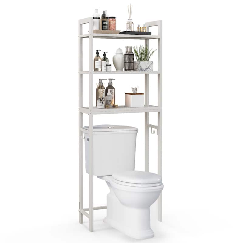 Costway Over-The-Toilet Storage Shelf Space Saving Metal Bathroom - See Details - White