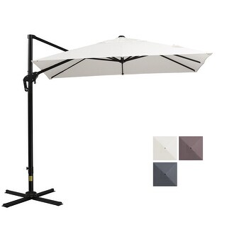 8 ft aluminum square cantilever offset patio umbrella in midnight PURPLE LEAF With Base White Umbrella Outdoor Umbrella Windproof with 360 Rotation for Garden Deck Pool, Beige : Patio, Lawn & Garden Since 2013 BLUU SYCAMORE 8.2 * 8.2