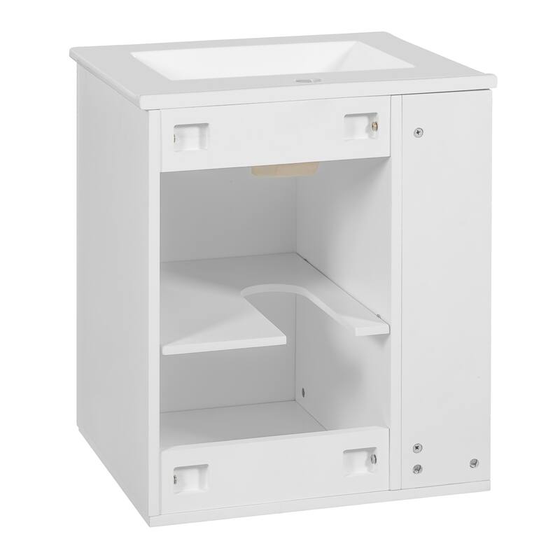 20'' Wall Mounted Bathroom Vanity with White Integrated Ceramic Sink - 20.3'' x 18.5'' x 24.1''