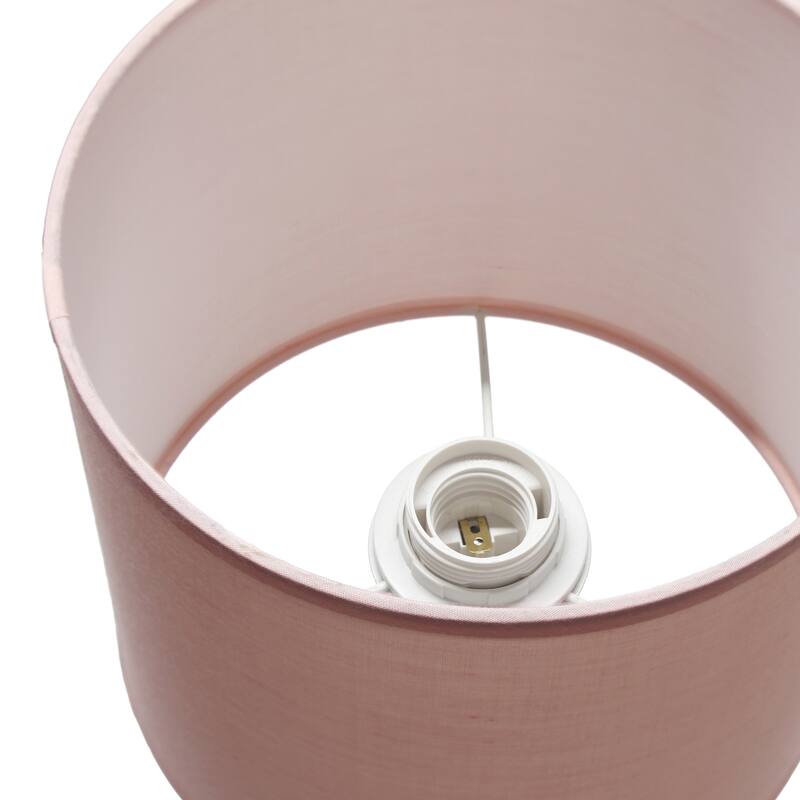 Vertical Grooved Ceramic Table Lamp with Drum Shade - 16" - Pink
