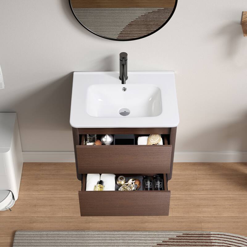 Wall Mounted Floating Single Bathroom Vanity, Without Sink