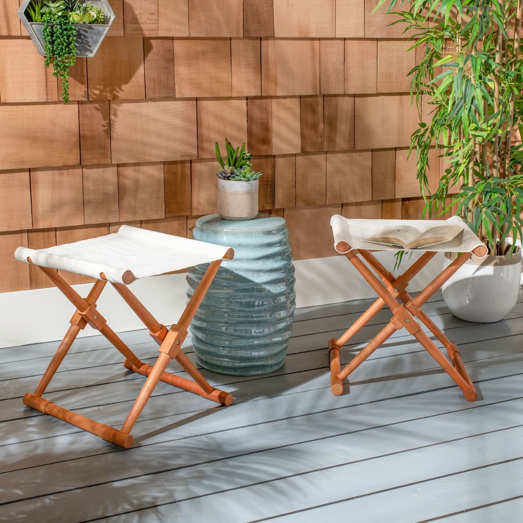 SAFAVIEH Outdoor Nazmiye Petite Stool (Set of 2)