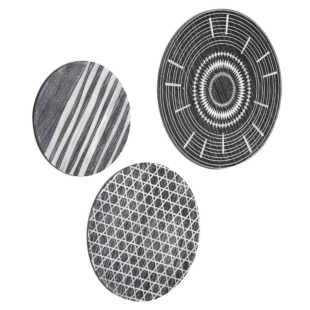 Contemporary Round 3-Piece Wall Decor Set - Dark Grey