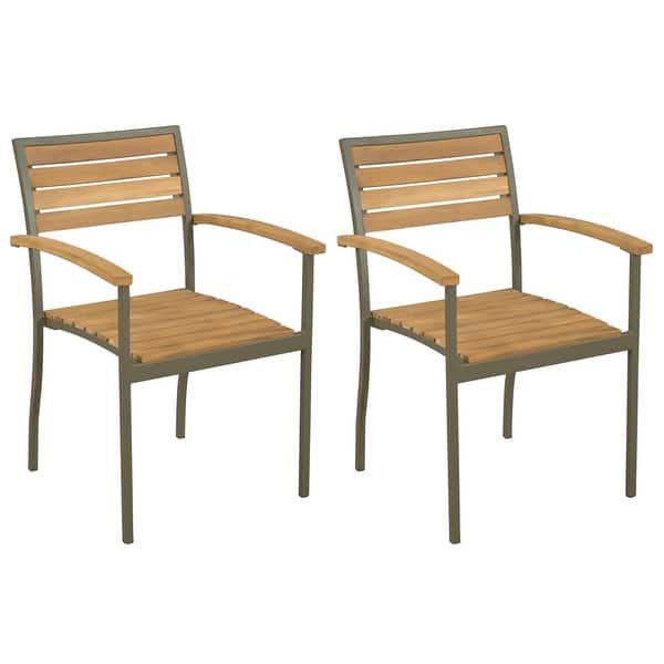 Shop Vidaxl Stackable Outdoor Chairs 2 Pcs Solid Acacia Wood And